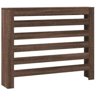 Image of vidaXL Radiator Cover Heater Shelf Brown Oak Engineered Wood, Slatted Design, Living Room Decor, 104 x 20 82 cm