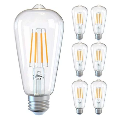 Image of DGO E27 LED Bulb, Dimmable Vintage Edison Light Bulbs, ST64 Screw Bulbs 6W (Equivalent to 60W), Filament 2700K Warm White Clear, 6 Pack [Energy Class F]