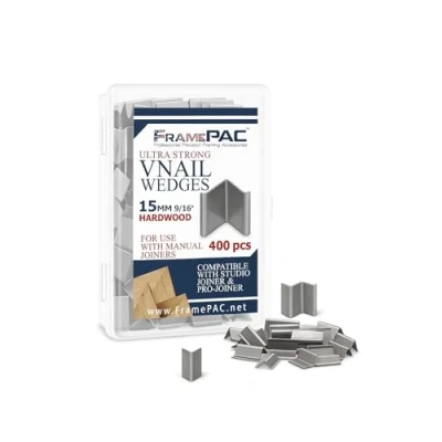 Image of V Nails for Hardwood Picture Frames 15mm (9/16 Inch) [400 Nail Pack, Loose] Ultra Strong Vnail Wedges Framing Joining Frame Corners