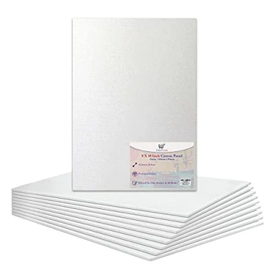 Image of 8 X 10 Canvas Panel Stretched Blank Board Primed Artist Boards 100% Cotton for Oil Paint Acrylic Painting Mixed Media White Canvases (8x10 Inch Boards)