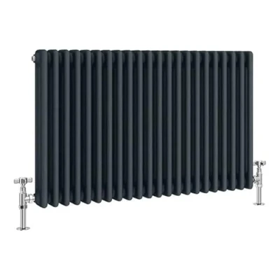 Image of Manissa 3 Column Anthracite Traditional 600h x 830w Radiator Old Cast Iron Type School