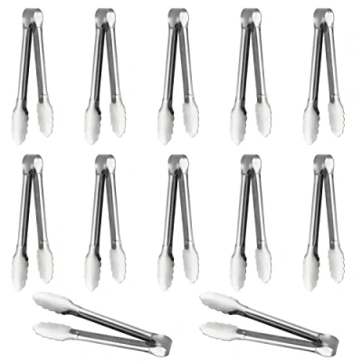 Image of Serving Tongs,Buffet Tongs, ACAUTO Stainless Steel Food Tong Small Tongs Mini Appetizer (13 CM(12 Pack))