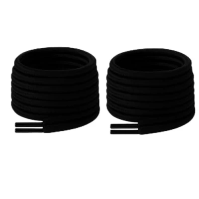 Image of Black Strong Round Bootlaces 120cm/47&quot; Long 2 Pack of Shoelaces For Work Boots, Walking Hiking Steel Toe Caps, Grafters Boots