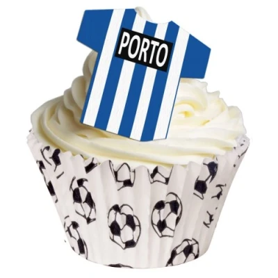 Image of 12 Edible T Shirt Decorations Great for Porto Fans Perfectly pre Cut Wafer just pop Them Out The Packaging and top on Your Cake Pack of by CDA Products Ltd