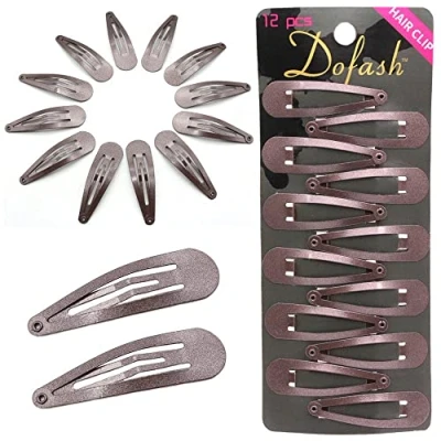 Image of Dofash Snap Hair Clips Metal Grips 5cm/2in Basic Accessories 12pcs (Brown)