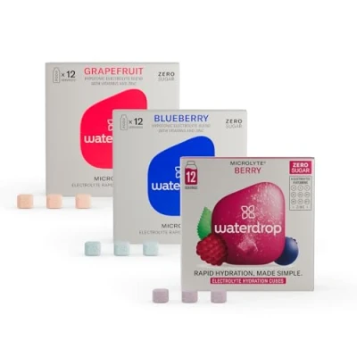 Image of waterdrop® Microlyte Set 36 Rapid Hydration Tablets with 5 Electrolytes, 9 Vitamins, Zinc 3 Flavours Keto, Gluten Free, Zero Sugar &amp; Vegan Recovery Drink Rehydration Water Flavouring