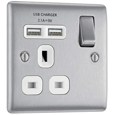 Image of BG Electrical Single Switched Fast Charging Power Socket with USB Ports