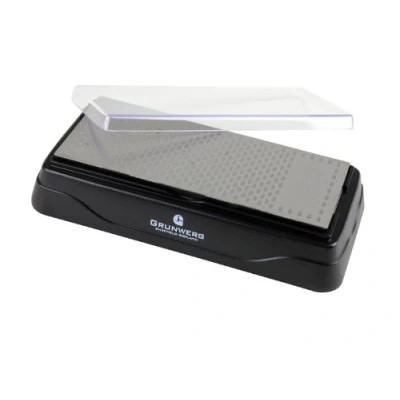 Image of Grunwerg Rockingham Forge Double Sided Diamond Knife Sharpener, 360 and 600 Grit Dual Whetstone,dw 831d, Black