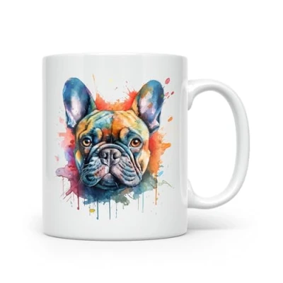 Image of Anonymous Gifting French Bulldog Dog Watercolour Print Mug Beautiful Glossy Printed