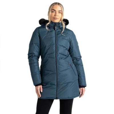 Image of Dare 2b Women&#039;s Water Repellent Striking Iii Mid Length Padded Jacket Orion Grey, Size: 10