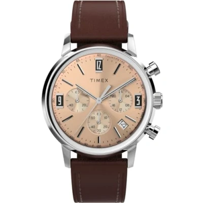Image of Timex Men&#039;s Chronograph Quartz Watch with Leather Strap TW2W51400
