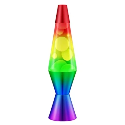 Image of LAVA Lamp Rainbow 2179, Hand Painted Tri color Globe, White Wax, Clear Liquid, Decorative Base and Cap, Original 14.5 inch Motion to Illuminate Your Mood