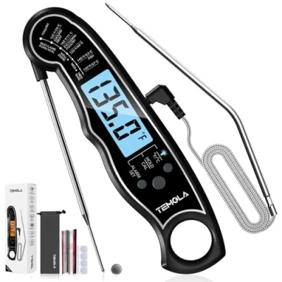 Image of Meat Thermometer, Instant Read Food Thermometer for Cooking, Digital with LCD Backlight Candy Fry Grill BBQ Liquids, Kitchen Oven Safe Dual Probe 2 in 1