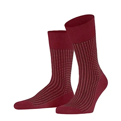 Image of FALKE Men&#039;s Uptown Tie M So Cotton Patterned 1 Pair Socks, Red Scarlet 8228, 7 8