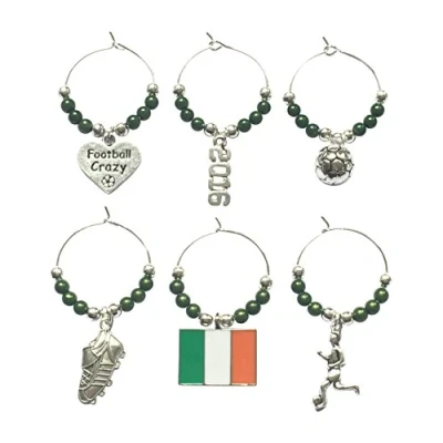 Image of Libby&#039;s Market Place Ireland Football Wine Glass Charms with Organza Gift Bag