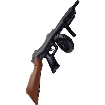 Image of Smiffys Inflatable Tommy Gun, Black 75cm / 30in, 1920&#039;s Razzle Fancy Dress, Adult Dress Up Accessories