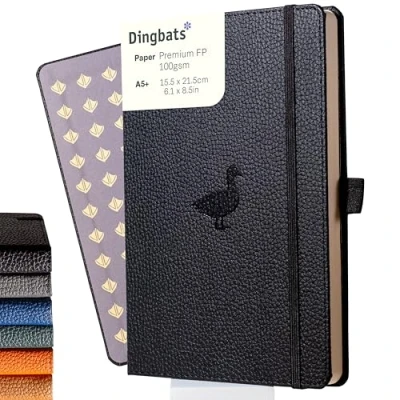 Image of Dingbats* Wildlife Squared Journal A5 Vegan Leather Hardcover, Ideal for Work, Travel Pocket, Elastic Closure, Bookmark