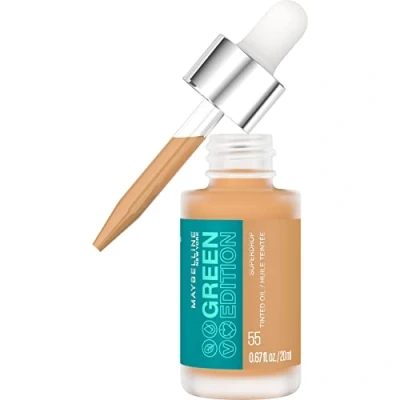 Image of Maybelline New York Light Serum Foundation, Makeup for Buildable Coverage and a Natural Finish, Green Edition Superdrop Tinted Dry Oil No. 55, Pack of 1