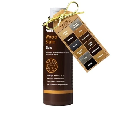 Image of Furniture Clinic Wood Stain (Slate) Fast Drying, Highly Concentrated, and Easy to Apply for All Indoor &amp; Outdoor Water Based Non Toxic 250ml