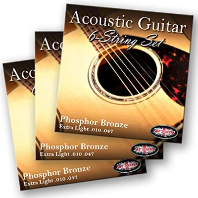 Image of 3 SETS! Adagio Professional Acoustic Guitar Strings 10 47 Phosphor Bronze