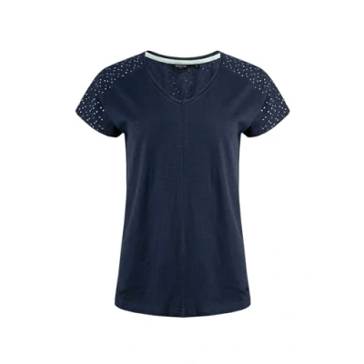 Image of Weird Fish Pernille Organic Cotton Cutaway T Shirt Navy Size 18