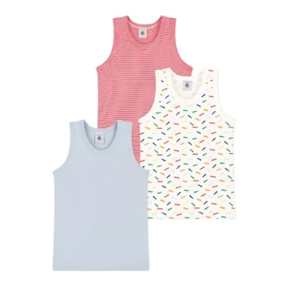Image of Petit Bateau Boy&#039;s A0a8g Tank Top, Variant 1, 4 Years (Pack of 3)