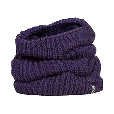 Image of HEAT HOLDERS Ladies Thick Winter Warm Fleece Lined Chunky Knit Thermal Neck Warmer (One Size, Purple (Chunky))