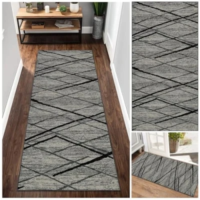 Image of GmyoieqI Hallway Runner 40 x 130 cm, Non Slip Carpet Runners for Hallway, Long Hall Runner, Washable Floor Low Pile Shedding Area Rug Entryway Kitchen