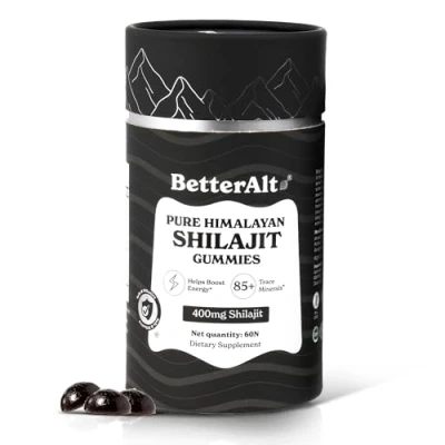 Image of Better Alt Pure Himalayan Shilajit Gummies with 100% High Potency Gold Grade 60 for Energy Boost &amp; Immune Support, 75%+ Fulvic Acid Travel Friendly Tamarind Flavor