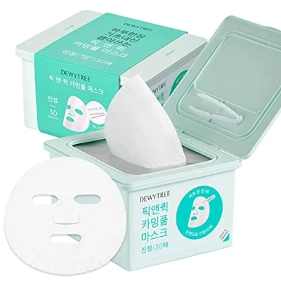 Image of DEWYTREE Pick and Quick Calming Full Mask 30 Sheets Intensely Hydrating Face Masks w/Aloe Beauty Sheet for Tired Skin Brightening