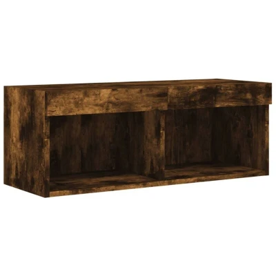 Image of vidaXL TV Cabinet with LED Lights Smoked Oak 80x30x30 cm
