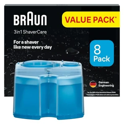 Image of Braun 3in1 ShaverCare SmartCare Center Refill Cartridges, 8 Pack