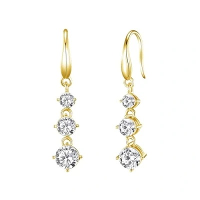 Image of Philip Jones Gold Plated Graduated Drop Earrings Created with Zircondia® Crystals