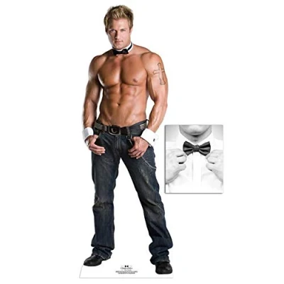 Image of *FAN PACK* Billy wearing Bow Tie and Shirt Cuffs Chippendales Lifesize Cardboard Cutout / Standee INCLUDES 8X10 (25X20CM) STAR PHOTO FAN PACK #332