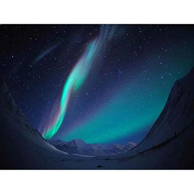 Image of Wee Blue Coo Photography Landscape Winter Aurora Borealis Northern Lights Art Print Poster Wall Decor 12X16 Inch