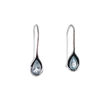 Image of Silver Earrings Dangle Aquamarine Pear