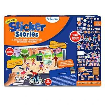 Image of Skillmatics Reusable Stickers Around Town, Creative Story Building Activity, Mess Free, Learning &amp; Educational Travel Toy, 150+ Stickers, Preschool Skills, Gifts for Kids Ages 3, 4, 5, 6, 7