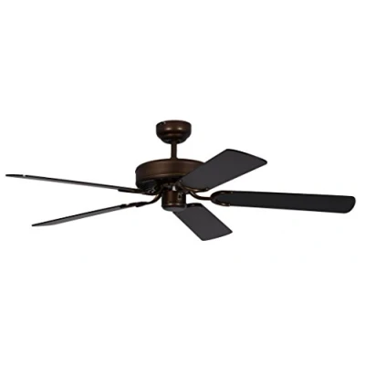 Image of Potkuri 52 inch / 132 cm Ceiling Fan without Lights in Aged Bronze with Pull Cord and Blades Black