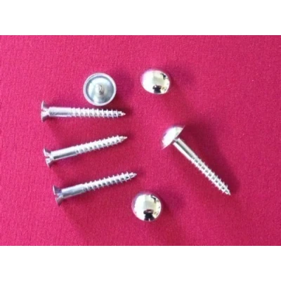 Image of 4 x Chrome Mirror Slotted Screws 32mm 1.1/4 inch with Polished Dome Caps