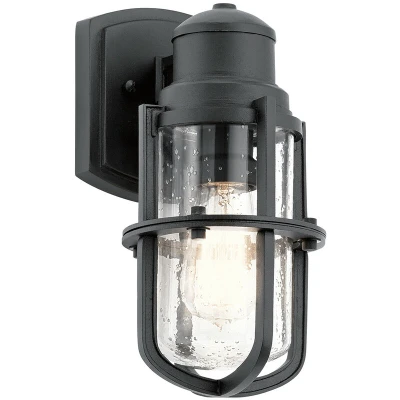 Image of Suri Outdoor 1 Light Wall Lantern, Textured Black, IP44, E27
