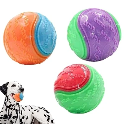 Image of EHOTER Dog Balls 3Pcs Scooby Doo Ball Toy Durable Squeaky Teeth Cleaning Puppy Interactive Chew Random Color