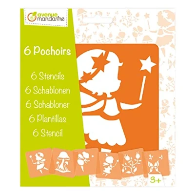 Image of Avenue Mandarine Ref 42839O Stencil Set Fairies Designs 6 Stencils Per Pack, Translucent for Easy Placement, Compatible with Felt Tips, Pencils, Paint &amp; More, Green, 22.1 x 15.2 0.3 cm