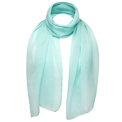 Image of Basic Sense Plain Chiffon Soft Sheer Scarf, Aqua