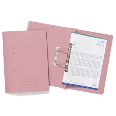 Image of Exacompta Ref TFM PNKZ Spiral Files for Punched Papers, A4 &amp; Foolscap, 285gsm Medium Weight Premium Manilla, 350mm x 250mm, Metal Spring Mechanism Pink, Pack of 25
