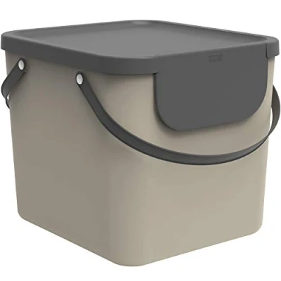 Image of Rotho Albula Waste Separation System 40 L for the Kitchen, Plastic (PP) BPA Cappuccino/Anthracite, (40.0 x 35.8 34.0 cm)