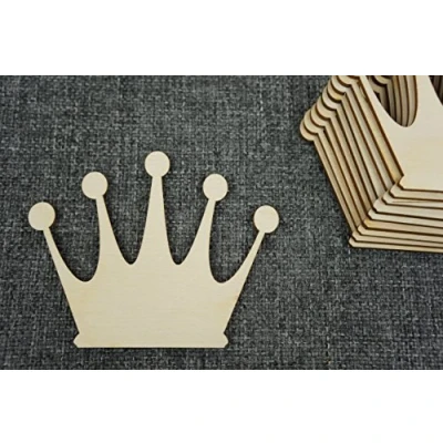 Image of DECOCRAFT 10x Wooden King Crown Blank Queen Hanging Embellishment Wedding Decoration (W31)