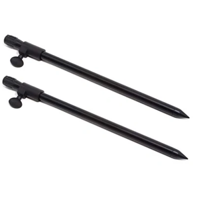 Image of Phoxinus 2 Bank Sticks for Fishing. Black, Lightweight, Adjustable 30cm to 50cm. Fit rod rest, butt rests, back buzz/buzzer bars. Carp, coarse, match fishing accessories/gear