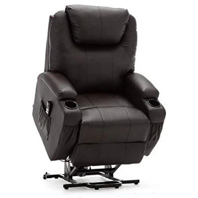 Image of More4Homes CINEMO DUAL MOTOR ELECTRIC RISER RECLINER ARMCHAIR SOFA MOBILITY BONDED LEATHER LIFT CHAIR (Brown)