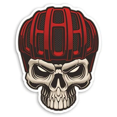 Image of 2 x 10cm Red Skull Biker Vinyl Stickers Mountain Bike BMX Laptop Sticker #20748 (10cm Tall)