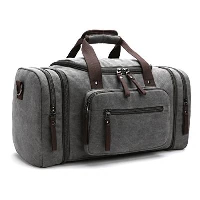 Image of LOSMILE Large Travel Duffles,40L 50L Holdall Bags Weekend Bag Overnight Carry On Luggage. (Grey)